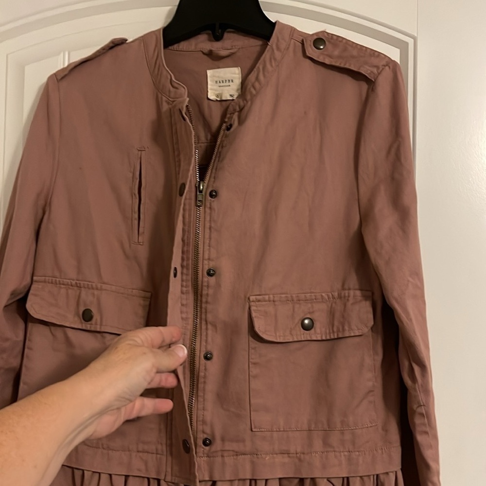 Harper Heritage Blush Pink Dress Shacket Jacket size med women’s full zip & snap